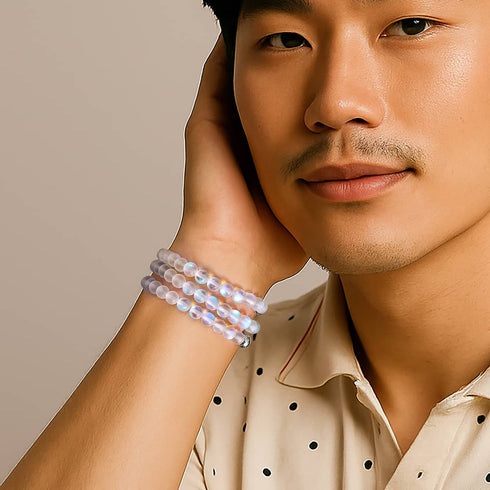 Arc-en-ciel Blanc | Argent | Bracelet de perles de verre sirène